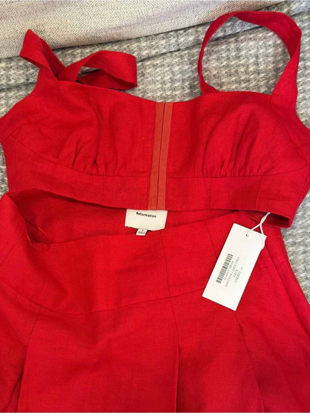 NWT Reformation Santana Linen Set: Crop Top and Midi Skirt
